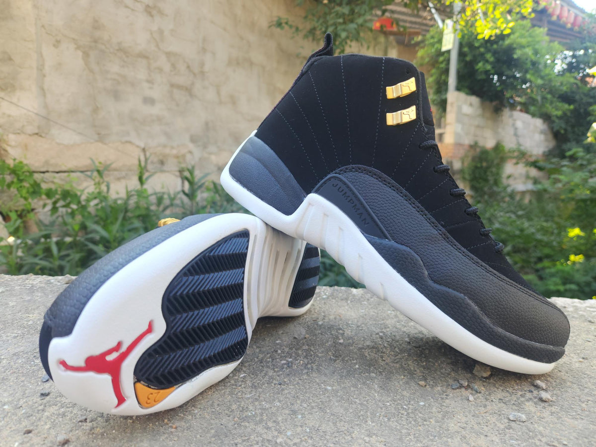 Air Jordan 12 Retro Black‑White‑Gold Men's